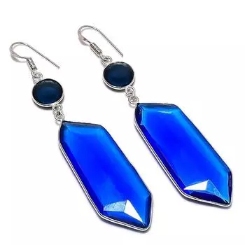 Подарочные серьги ручной работы из стерлингового серебра 925 пробы с натуральным лондонским голубым топазом 3,35 дюйма j9I85