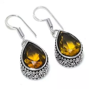 Подарочные серьги ручной работы из стерлингового серебра 925 пробы с натуральным цитрином 1,42 дюйма o3e71