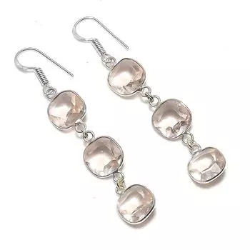 Подарочные серьги ручной работы из стерлингового серебра 925 пробы с натуральным морганитом 2,56 дюйма N0F83