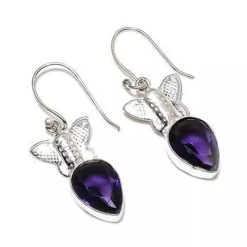 Подарочные серьги ручной работы из стерлингового серебра 925 пробы с натуральным аметистом 1,77 дюйма z3O67