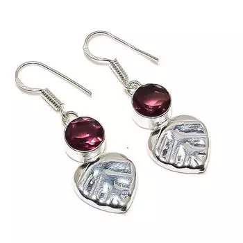 Подарочные серьги ручной работы из стерлингового серебра 925 пробы с натуральным аметистом 1,65 дюйма J5I13