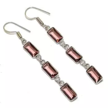 Подарочные серьги ручной работы из стерлингового серебра 925 пробы с натуральным аметистом 2,56 дюйма k9q74