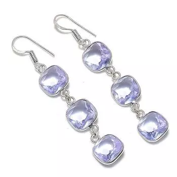 Подарочные серьги ручной работы из стерлингового серебра 925 пробы с натуральным аметистом 2,56 дюйма o1S34