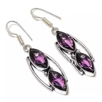 Подарочные серьги ручной работы из стерлингового серебра 925 пробы с натуральным аметистом 2,05 дюйма K2f18