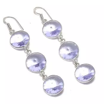 Подарочные серьги ручной работы из стерлингового серебра 925 пробы с натуральным аметистом 2,99 дюйма k9R75