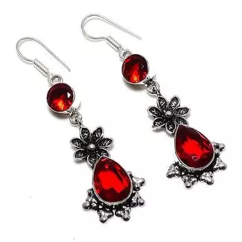 Подарочные серьги ручной работы с натуральным мозамбикским гранатом из стерлингового серебра 925 пробы 2,52 дюйма L4h70