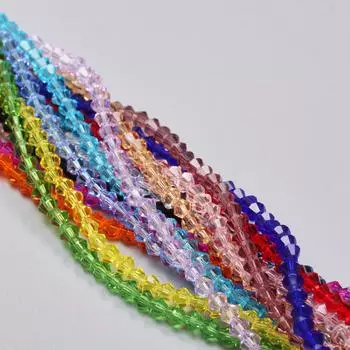 Подарочные стеклянные принадлежности для поделок, ручная работа, 1 нить, около 80-90 шт., модные бусины для изготовления ювелирных изделий, биконусы, чешские бусины, хрустальные бусины 4 мм озеро синий