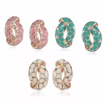 Подарочные украшения на День Святого Валентина : Комбинированные серьги-гвоздики Estele для женщин и девочек (БЕЛЫЙ,ЗЕЛЕНЫЙ,РОЗОВЫЙ), один размер, многоцветный