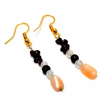 Подарочные ювелирные серьги с оранжевым авантюрином и розовым турмалином размером 2,00 дюйма