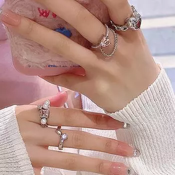 Подарочные жемчужные украшения аксессуары Y2K металлические кольца розовые хрустальные кольца женские украшения корейский стиль кольца A