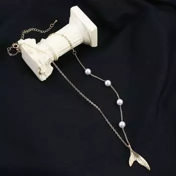 Подарочные женские украшения женские ключичные цепочки жемчужное ожерелье рыбий хвост корейский стиль кулон ожерелье золотой