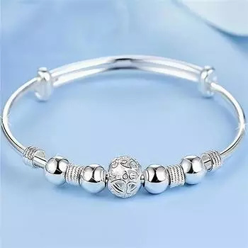 Подарочный браслет из бусин и подарки на День матери, женский браслет на День святого Валентина из титановой стали с серебряным покрытием, ювелирные изделия, браслет на удачу, 1 шт., аксессуары серебряный