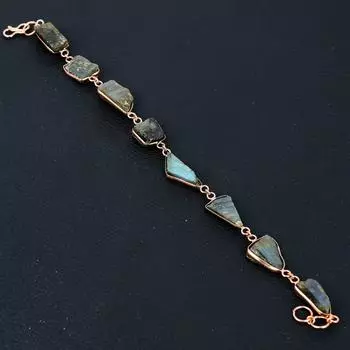 Подарочный браслет из меди ручной работы из натурального грубого лабрадорита, длина 7–8 дюймов, c5H93