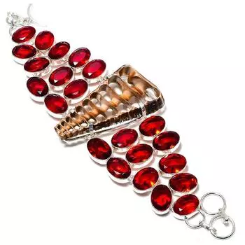 Подарочный браслет из натуральной ракушки каури и граната, стерлингового серебра 925 пробы, 8 дюймов e2M26