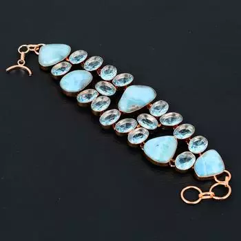 Подарочный браслет Natural Republic Ларимар, медный драгоценный камень с синим топазом 7-8 S3A32