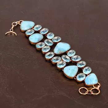 Подарочный браслет Natural Republic Ларимар, медный драгоценный камень с синим топазом 7-8 v6T93