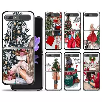 Подарочный чехол для телефона «Рождественская елка для девочек» для Samsung Galaxy Z Flip Z Flip3 5G Z Flip4 Жесткий матовый корпус из ПК Samsung Z Flip