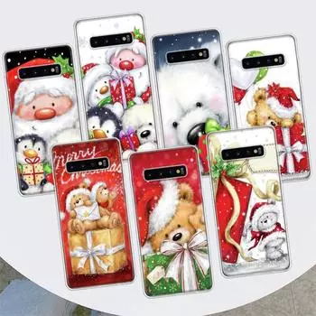 Подарочный чехол для телефона с милым медведем «С Рождеством» для Samsung Galaxy M21 M12 M31S M32 M51 M52 Note 20 Ulte 10 Plus 9 8 J4 J6 + J8 M11 F5 Samsung M11