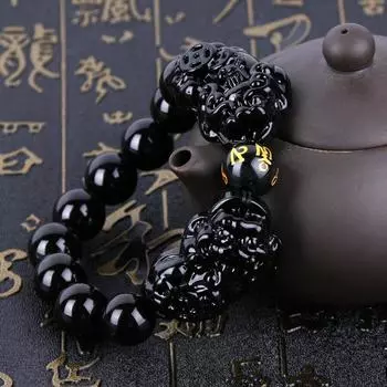 Подарочный двойной браслет Pi Xiu Obsidian Heart Sutra для мужчин и женщин, привлекает богатство, ювелирные изделия на удачу 10mm