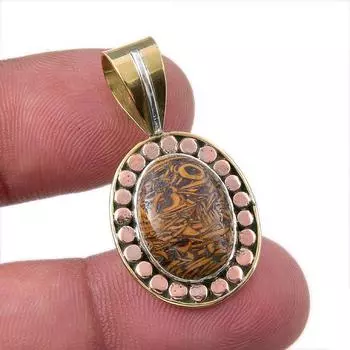 Подарочный двухцветный кулон из чистого серебра 925 пробы с натуральной марьям яшмой 1,25 дюйма n4P49