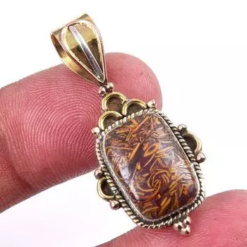 Подарочный двухцветный кулон из натурального стерлингового серебра 925 пробы Марьям Джаспер, 1,50 дюйма, C3N64