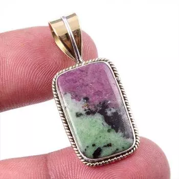 Подарочный двухцветный кулон Ruby In Zoisite из стерлингового серебра 925 пробы, созданный в лаборатории, 1,25 дюйма, S2n56