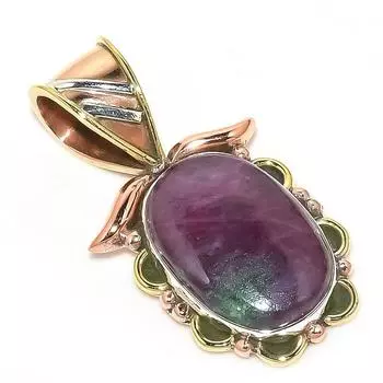 Подарочный двухцветный кулон Ruby In Zoisite из стерлингового серебра 925 пробы, созданный в лаборатории, 1,25 дюйма a8r87