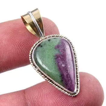 Подарочный двухцветный кулон Ruby In Zoisite из стерлингового серебра 925 пробы, созданный в лаборатории, 1,50 дюйма, K8D63