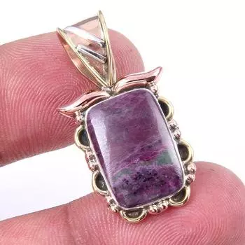 Подарочный двухцветный кулон Ruby In Zoisite из стерлингового серебра 925 пробы, созданный в лаборатории, 1,25 дюйма, D4b67