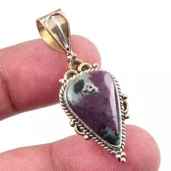Подарочный двухцветный кулон Ruby In Zoisite из стерлингового серебра 925 пробы, созданный в лаборатории, 1,50 дюйма T7V36