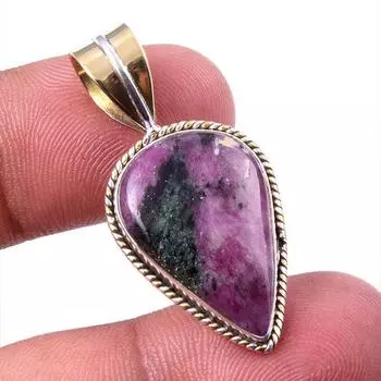 Подарочный двухцветный кулон Ruby In Zoisite из стерлингового серебра 925 пробы, созданный в лаборатории, 1,50 дюйма c7w17