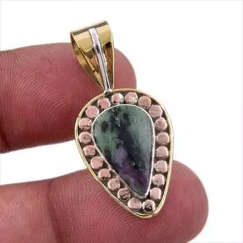 Подарочный двухцветный кулон Ruby In Zoisite из стерлингового серебра 925 пробы, созданный в лаборатории, 1,25 дюйма, Y7a41
