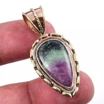 Подарочный двухцветный кулон Ruby In Zoisite из стерлингового серебра 925 пробы, созданный в лаборатории, 1,50 дюйма y2S71