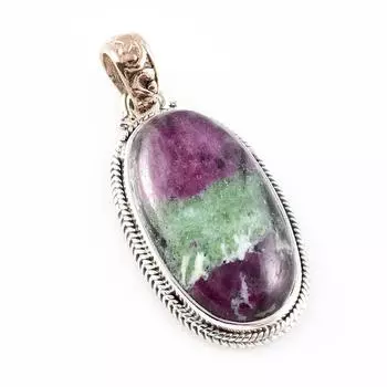 Подарочный двухцветный кулон Ruby In Zoisite из стерлингового серебра 925 пробы, созданный в лаборатории, 1,5 дюйма b2y04
