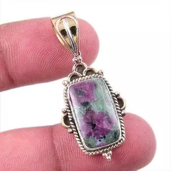 Подарочный двухцветный кулон Ruby In Zoisite из стерлингового серебра 925 пробы, созданный в лаборатории, 1,50 дюйма I2P47