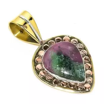 Подарочный двухцветный кулон Ruby In Zoisite из стерлингового серебра 925 пробы, созданный в лаборатории, 1,50 дюйма A1F71