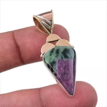 Подарочный двухцветный кулон Ruby In Zoisite из стерлингового серебра 925 пробы, созданный в лаборатории, 1,75 дюйма, F0W92