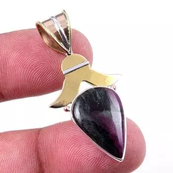 Подарочный двухцветный кулон Ruby In Zoisite из стерлингового серебра 925 пробы, созданный в лаборатории, 1,50 дюйма, D0F65