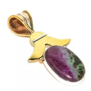 Подарочный двухцветный кулон Ruby In Zoisite из стерлингового серебра 925 пробы, созданный в лаборатории, 1,50 дюйма, h6I78