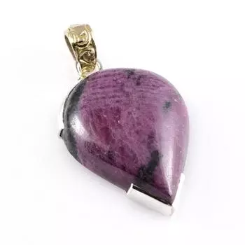 Подарочный двухцветный кулон Ruby In Zoisite из стерлингового серебра 925 пробы, созданный в лаборатории, 1,6 дюйма, r8e54