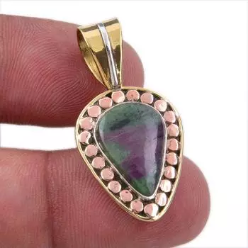 Подарочный двухцветный кулон Ruby In Zoisite из стерлингового серебра 925 пробы, созданный в лаборатории, 1,25 дюйма, L3m25