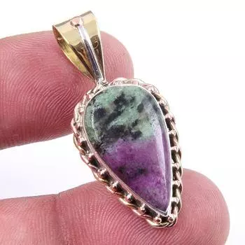 Подарочный двухцветный кулон Ruby In Zoisite из стерлингового серебра 925 пробы, созданный в лаборатории, 1,50 дюйма z1E71