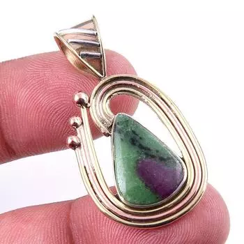 Подарочный двухцветный кулон Ruby In Zoisite из стерлингового серебра 925 пробы, созданный в лаборатории, 1,50 дюйма, h8e69