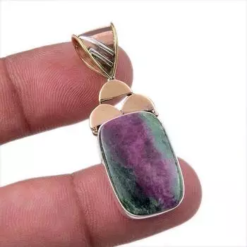 Подарочный двухцветный кулон Ruby In Zoisite, созданный в лаборатории стерлингового серебра 925 пробы, 1,75 дюйма, B3F13