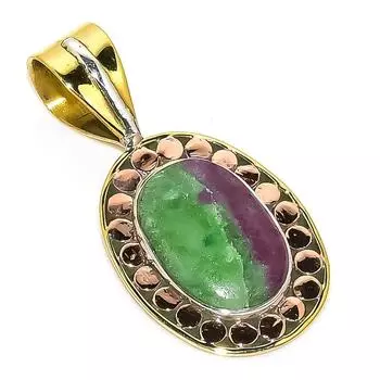 Подарочный двухцветный кулон Ruby In Zoisite, созданный в лаборатории стерлингового серебра 925 пробы, 1,50 дюйма t2V53