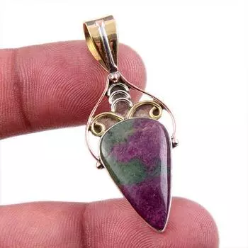 Подарочный двухцветный кулон Ruby In Zoisite, созданный в лаборатории стерлингового серебра 925 пробы, 1,75 дюйма t3H43