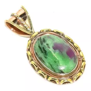 Подарочный двухцветный кулон Ruby In Zoisite, созданный в лаборатории стерлингового серебра 925 пробы, 1,50 дюйма o9F09