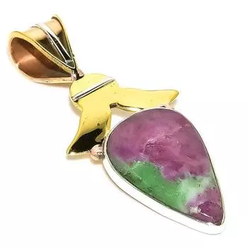 Подарочный двухцветный кулон Ruby In Zoisite, созданный в лаборатории стерлингового серебра 925 пробы, 1,75 дюйма b1h61