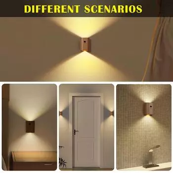 Подарочный индукционный настенный светильник с датчиком настенного светильника ED Light для ванной комнаты, прихожей, спальни, дерева, светодиодный многоцелевой магнитный настенный светильник 1pc-beech wood