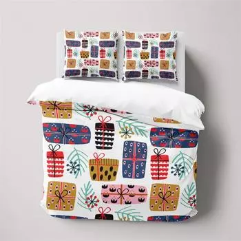 Подарочный комплект пододеяльника Рождественская сосновая игла, Постельное белье на тему рождественских праздников, Желтый комплект постельного белья, Двуспальный, Полуторный, Квинсайз, Кингсайз, Хлопок EU Single 135x200cm
